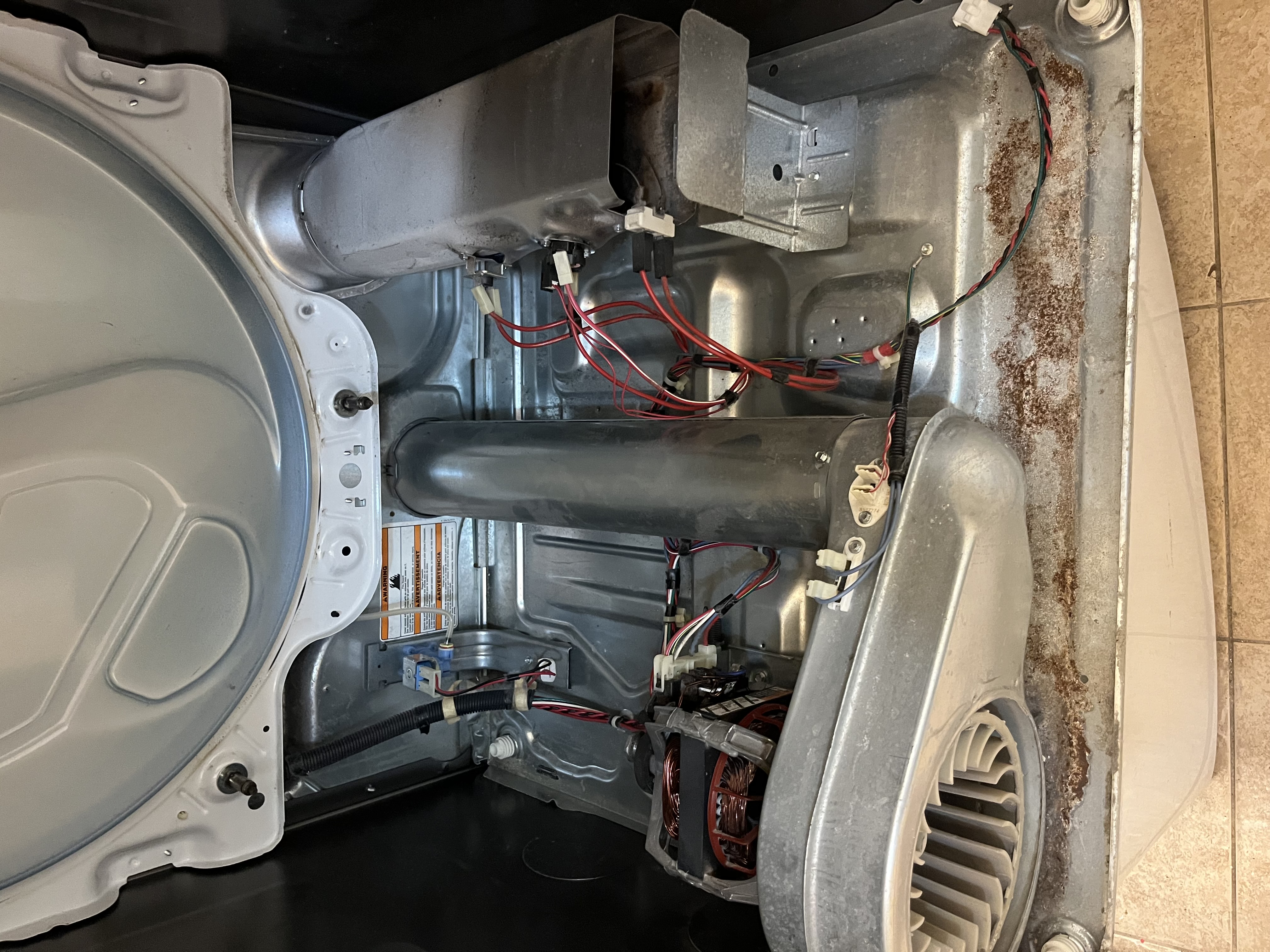 Interior dryer repair before cleaning and service